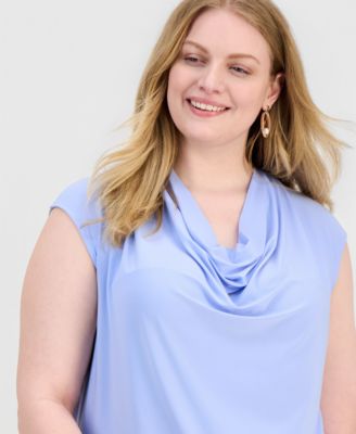 Plus Size Cowl-Neck Cap-Sleeve Top