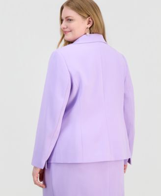 Plus Size Petal Lapel One-Button Jacket