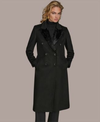 Donna Karan New York Women's Double-Breasted Reefer Coat - Macy's