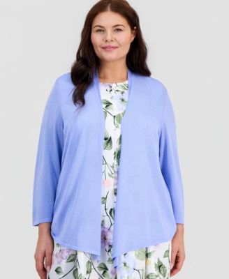 Plus Size Open-Front A-Line Cardigan