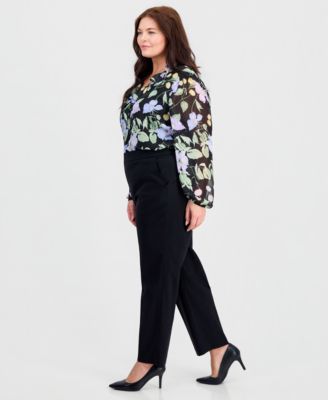 Plus Size High-Rise Straight Pull-On Pants