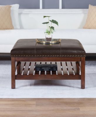 32" Rubberwood Silverton Coffee Table Cocktail Ottoman
