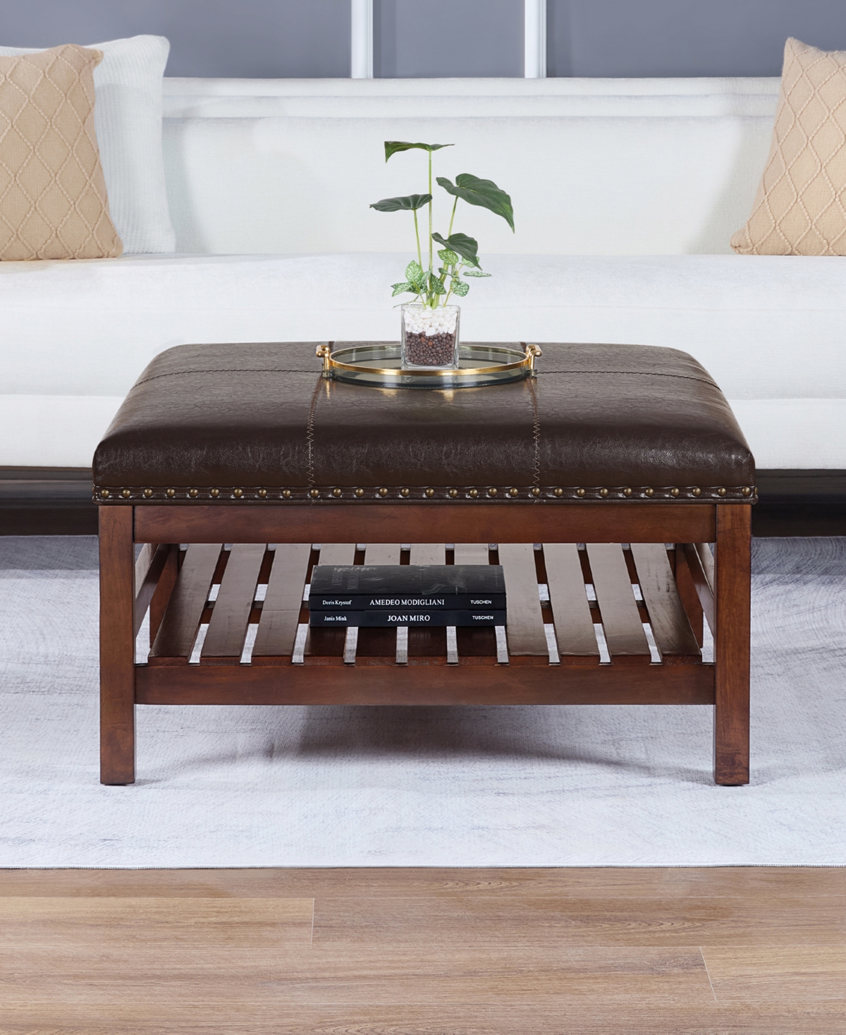 Convenience Concepts 32" Rubberwood Silverton Coffee Table Cocktail Ottoman