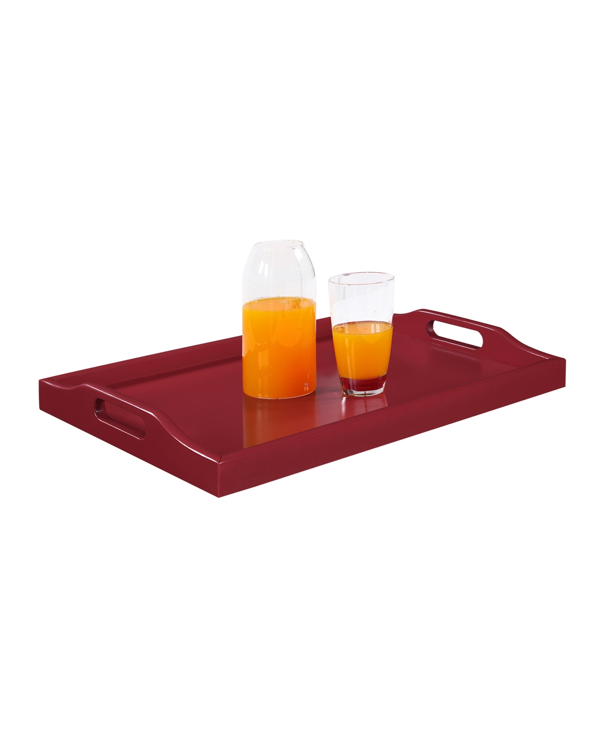 Convenience Concepts 22" Rubberwood Designs2go Multifunctional Serving Tray In Red