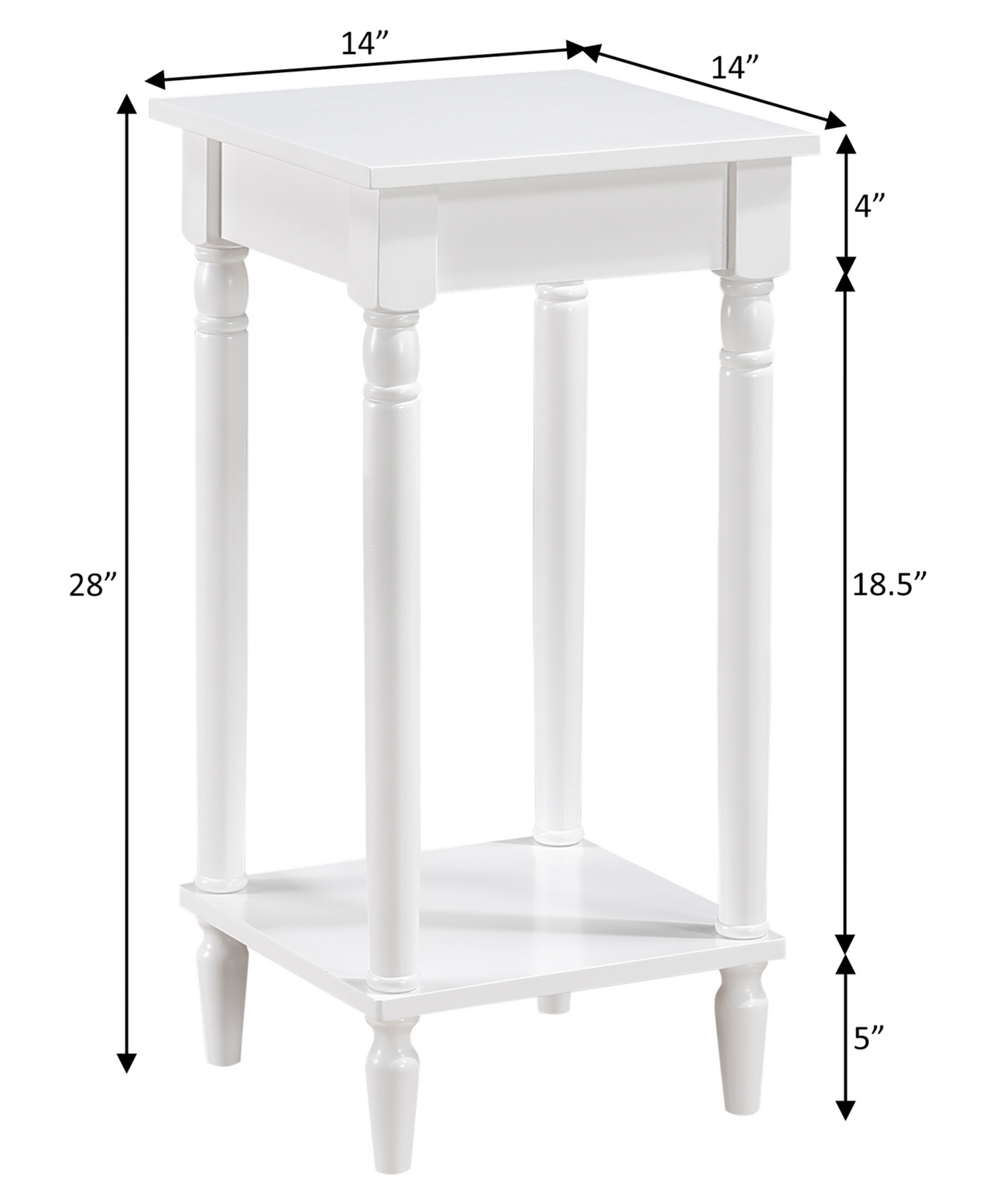Convenience Concepts 14" French Rubberwood Traditional End Table In White