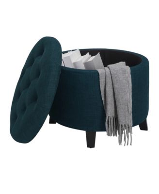 17" Plywood Round Storage Ottoman