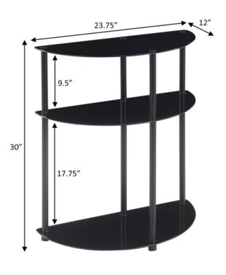 12" Glass Half-Circle Entryway Hall Table