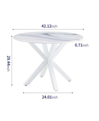 42.1" White Mid-century Dining Table with Round MDF Top