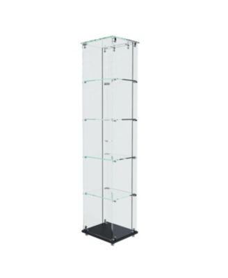  Premium 5-Tier Glass Display Case with 5 LED Modes, Single Door Bookshelf