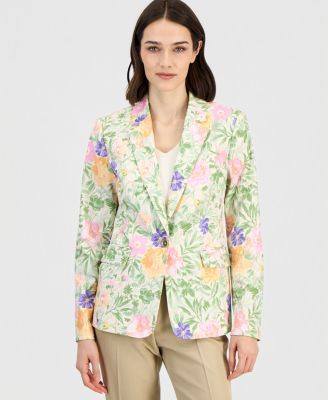 Women's Printed Single-Button Blazer