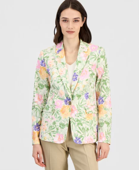 Petite Peak Lapel Collar Jacket - Nude/Moss