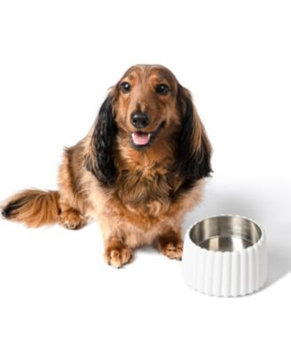 Ripple Ridge Small/Medium Slanted Concrete and Stainless Steel Bowl 16oz (2 Cups) Pet Feeder