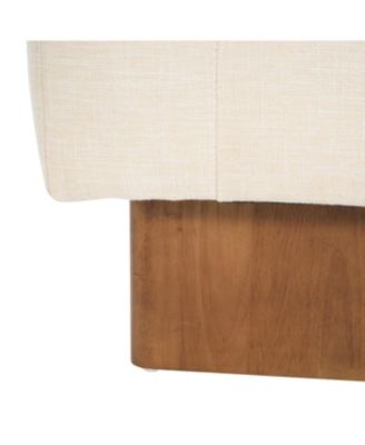 Streamdale Rectangular Tufted Linen Ottoman Bench with Solid Wood Legs, Beige