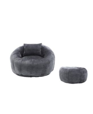 Modern Bean Bag Chair with Ottoman for Adults