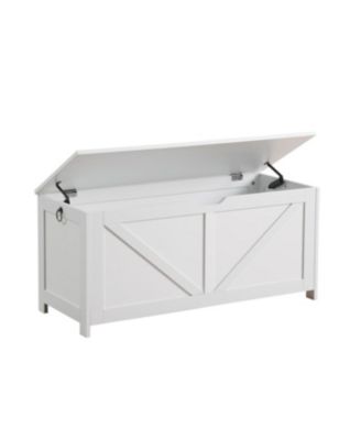 Retro Toy Box Organizer Entryway Storage Bench with 2 Hinges