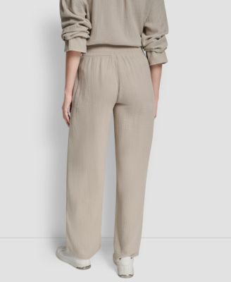 Women's High-Rise Gauze Straight-Leg Pants