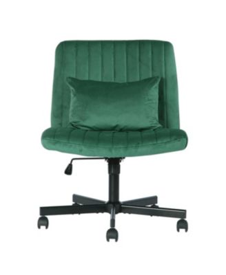 Velvet Criss Cross Armless Office Chair with Wheels