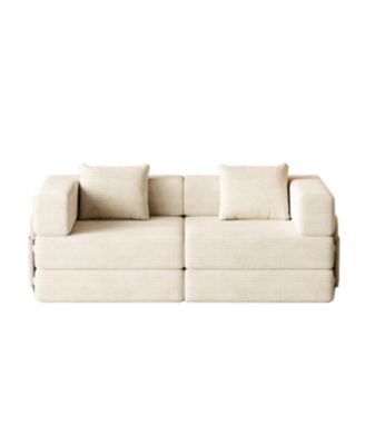 Convertible Corduroy Sofa Bed with Storage