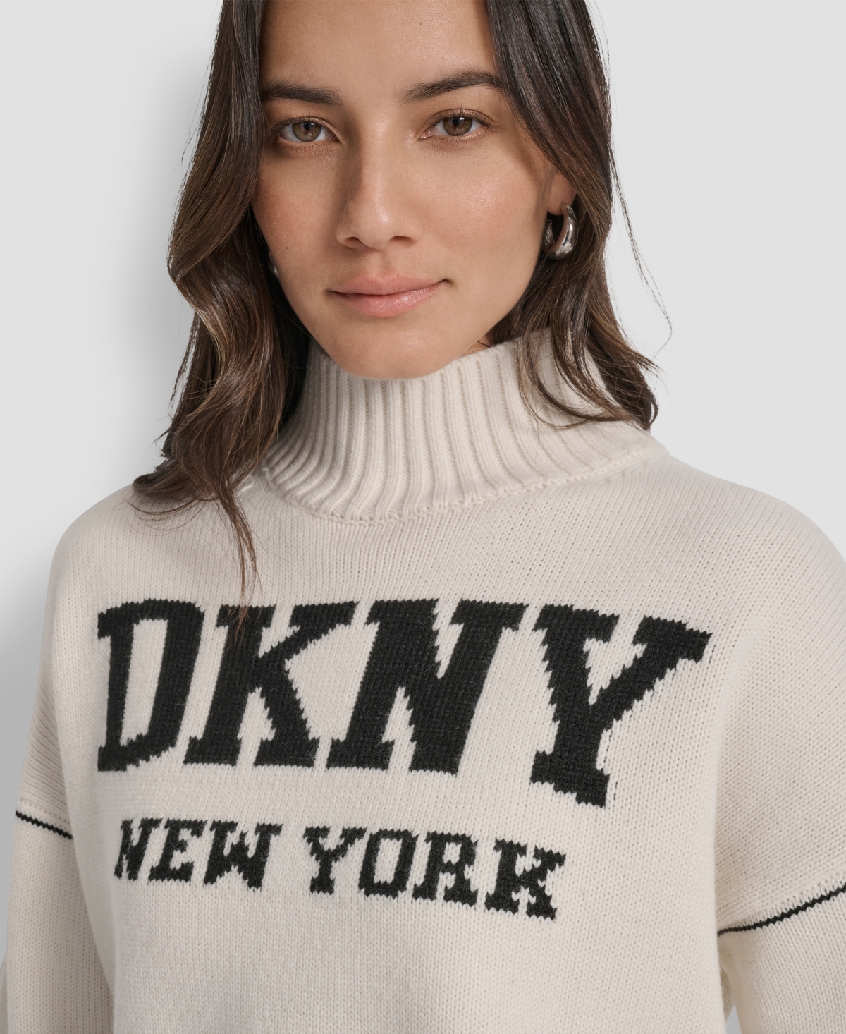 Dkny Jeans Women's Intarsia Logo Turtleneck Sweater
