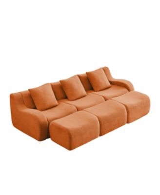 Three-Seat Teddy Fabric Sofa