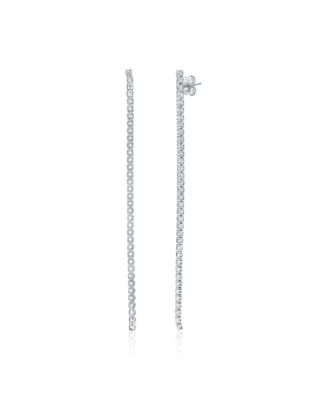 Suzy Levian Gala Collection Sterling Silver Cubic Zirconia Long Line Tennis Drop Earrings