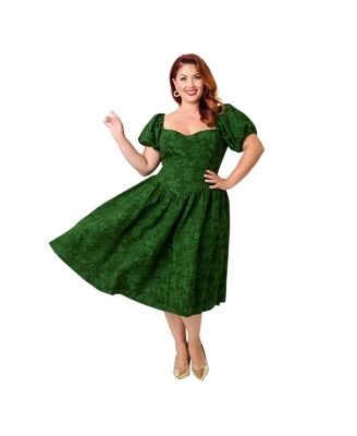 Women's Plus Size Puff Sleeve Swing Dress