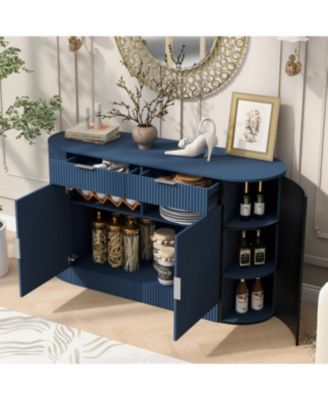 55.1" Modern Storage Cabinet - 2 Doors, 2 Drawers, Stripe MDF Sideboard