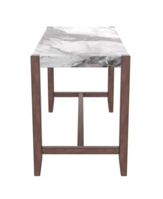 5-Piece Counter Height Dining Set for 4, Faux Marble Bar Table & 4 Upholstered Chairs