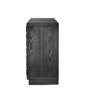 Modern 4-Door Storage Cabinet with Geometric Doors & Metal Trim