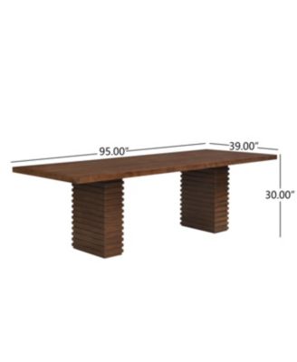 Walnut Finish Industrial Dining Table Seats 6-10