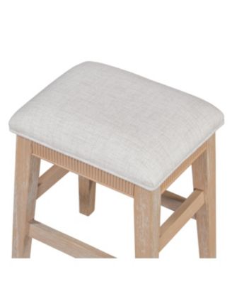 4-Piece Retro Dining Table Set for 3 with 3 Storage Drawers (Natural