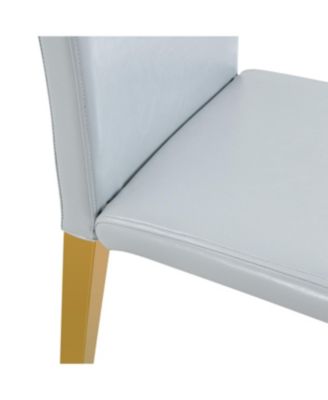 Set of 2 Light Gray PU Dining Chairs with Golden Metal Legs