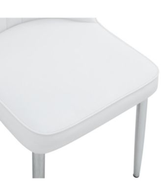  4 Modern PU Leather Dining Chairs with Silver Metal Legs