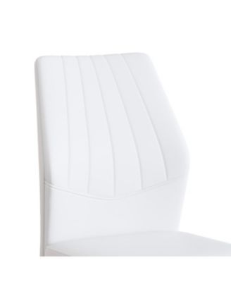 Set of 6 Silver & White Dining Chairs, 37" High, Ergonomic PU Backrest