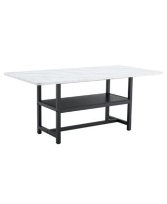  71" Dining Table with White Textured MDF Top & Storage Platform