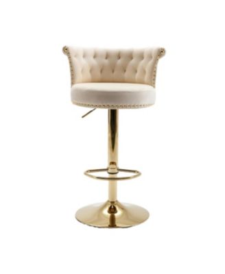 Velvet 360 Rotating Bar Chair with Adjustable Height - Modern Kitchen Island Chair