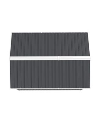  6x8FT Outdoor Steel Storage Shed with Clear Window &amp; Lockable Doors, Dark Gray