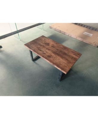  MDF Coffee Table, Small Tea Table, Walnut with Metal Legs Sofa Table