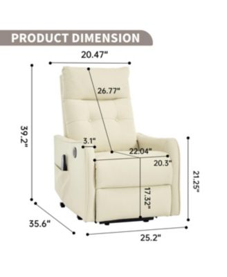 Beige PU Power Lift Recliner Chair with Massage, Heat, USB for Elderly