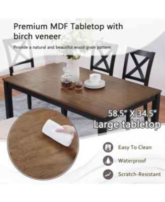 6-Piece Dining Table Set with Bench, Classic Wooden Dining Table for 6, Farmhouse Style