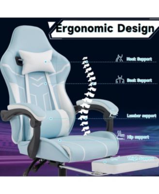  Gaming chair, Ergonomic computer chair with footrest and lumbar backrest