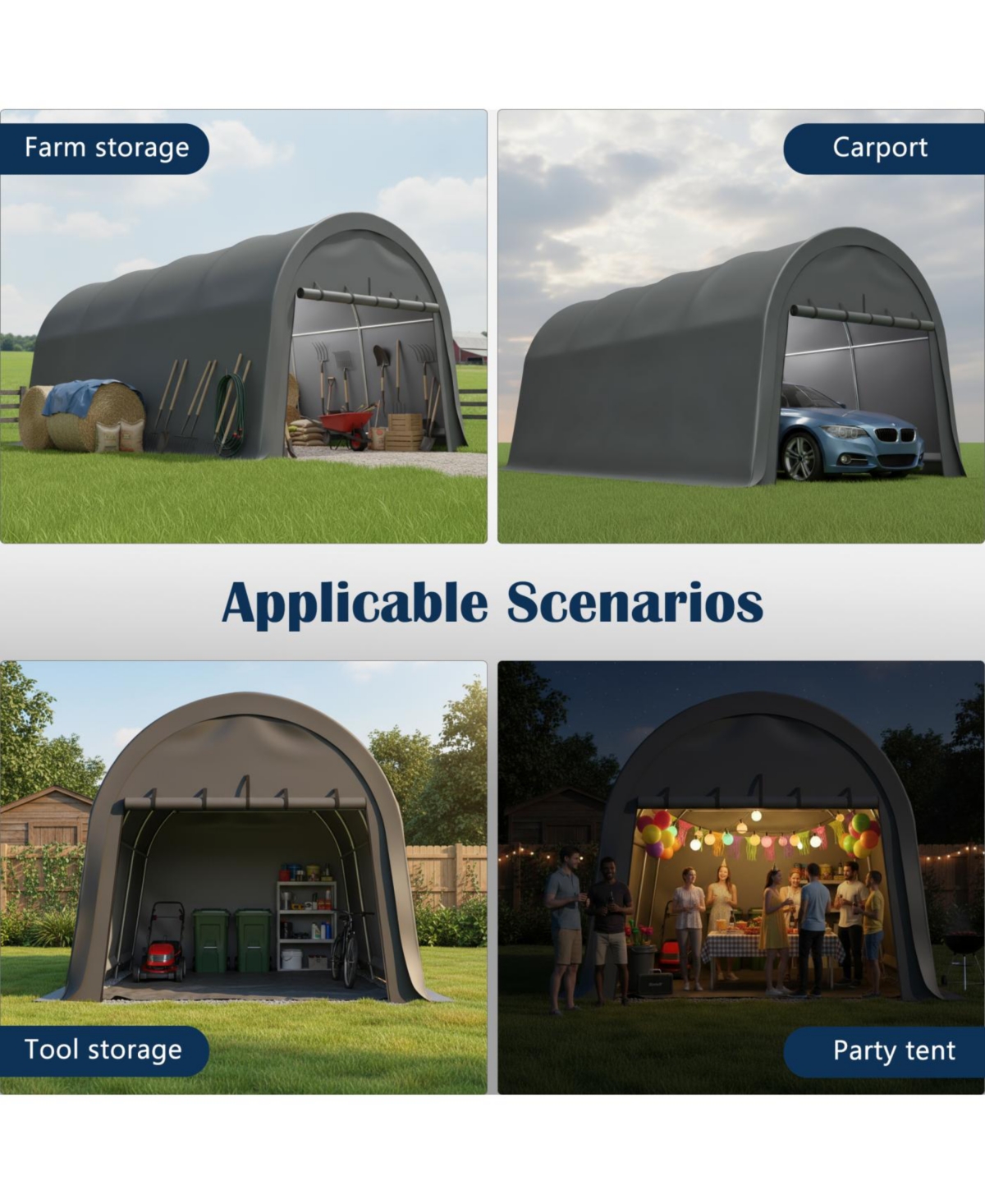 Streamdale Furniture Anti-Snow 10x20 Ft Carport, Commercial Grade Heavy Duty Portable Garage Canopy