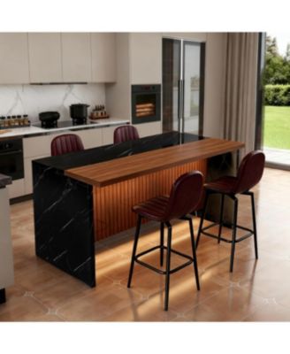 Marble Kitchen Island with LED Lighting & Grille Details