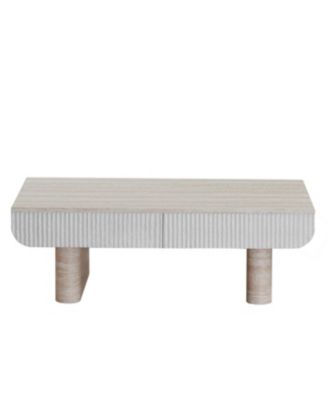 Coffee Table with Faux Marble Tabletop & Fluted Drawer