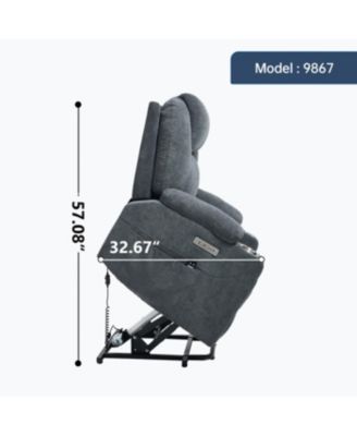 Power Lift Recliner Chair, 350 LBS Capacity, 8-Point Massage, Heating, USB/Type-C, Grey