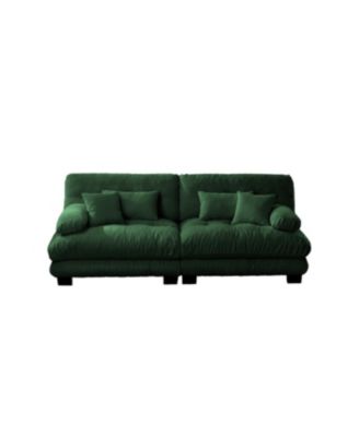 Streamdale Cloud Couch 2 Seater Sofa, Chenille Green with 4 Lumbar/Throw Pillows