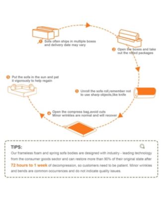 Streamdale Boneless Sofa, 3 Seat Teddy Fabric, Anti-Slip, No Assembly, Curved Armrests, Orange