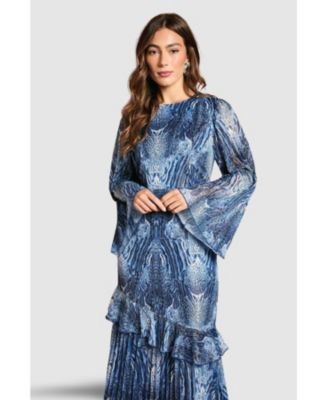 Women's Flare Sleeve Animal Print Midi Dress