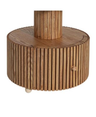  Unique Four-Leaf Clover Side Table with Wood-Grain Base & Storage