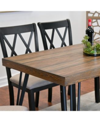  7-Piece Dining Set, Hairpin Dining Table with 6 Cross-back Chairs, Rich Black